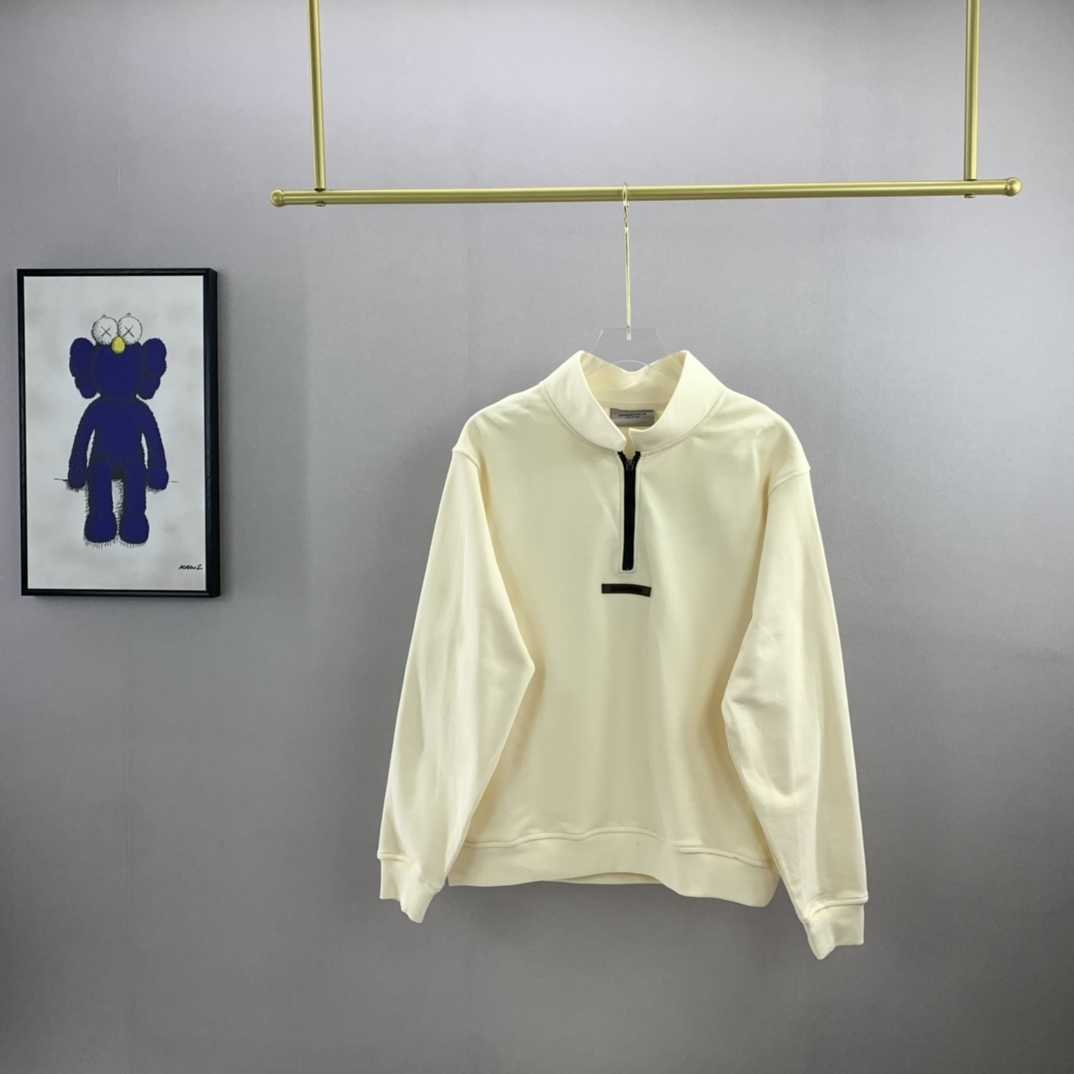 

Essentials Autumn Winter Men's Hoodies Half Zipper Collar High Sweater Oversized Pullover Hooded Back Fundamentals Letter Print, Black