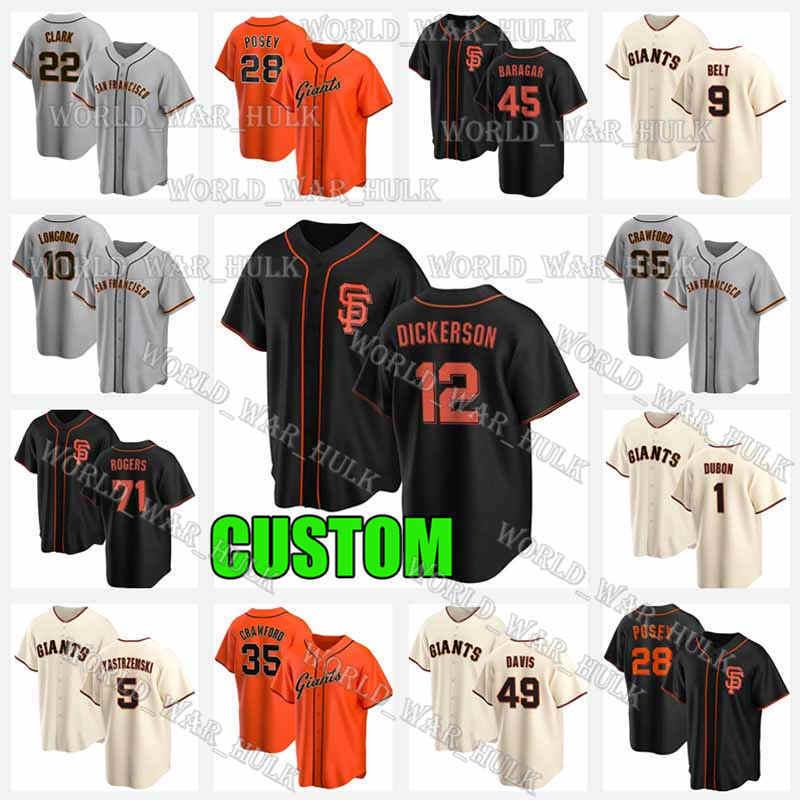 

12 Alex Dickerson Jersey 28 Buster Posey Giants Baseball Jerseys Francisco Will Clark San Brandon Crawford 48 Aaron Sanchez Caleb Baragar, Men custom 2021 new cool base(juren)