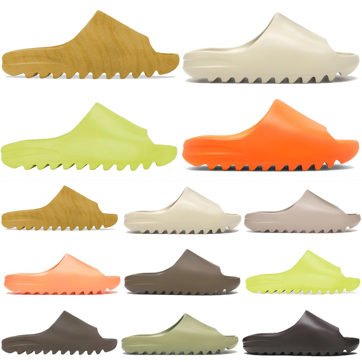 

Ochre Slides Women Men Slippers Bone Pure Foam Runner Slide Core Enfora Orange Desert Sand Resin Soot Earth Brown Shoes Glow Green Luxurys designer sandals Big Size, Double box