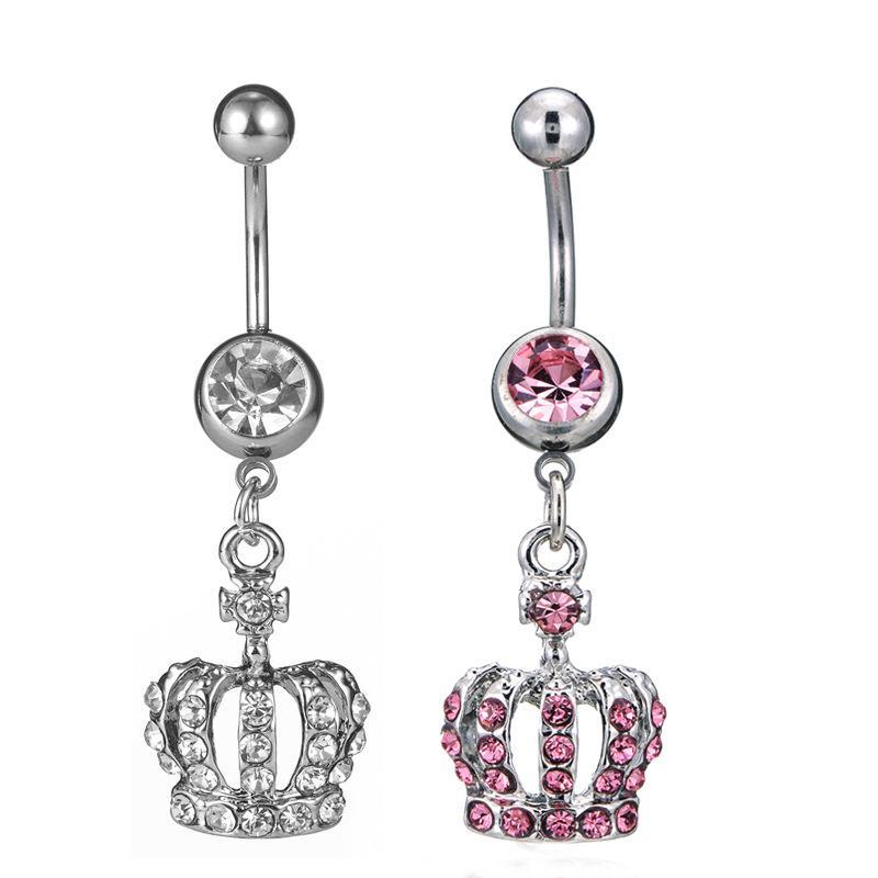 

2 colors crown style Belly piercing body jewelry Button Ring ,navel ring Belly Bar