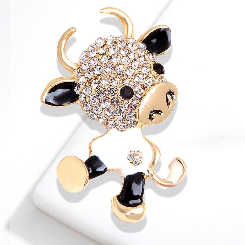 

Pins, Brooches Rhinestone Bull For Women Zodiac Calf Brooch Pin 2021 Year Animal 3 Color Blingbling Clothes Accessory