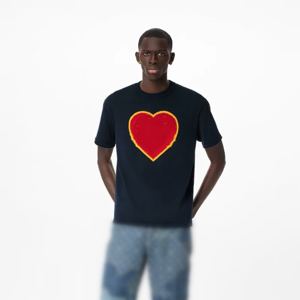 

Europe France Paris Knitting jacquard Tee Luxury Fashion Men Women Nigo heart tshirts Summer Spring High Street short sleeve T-Shirt