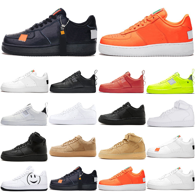 

Original classic running shoes White Black Low High Wheat Color a day Just Orange Utility Volt trainers outdoors Sports Athletic Gym shoe Breathable Light Flat Cool, White low