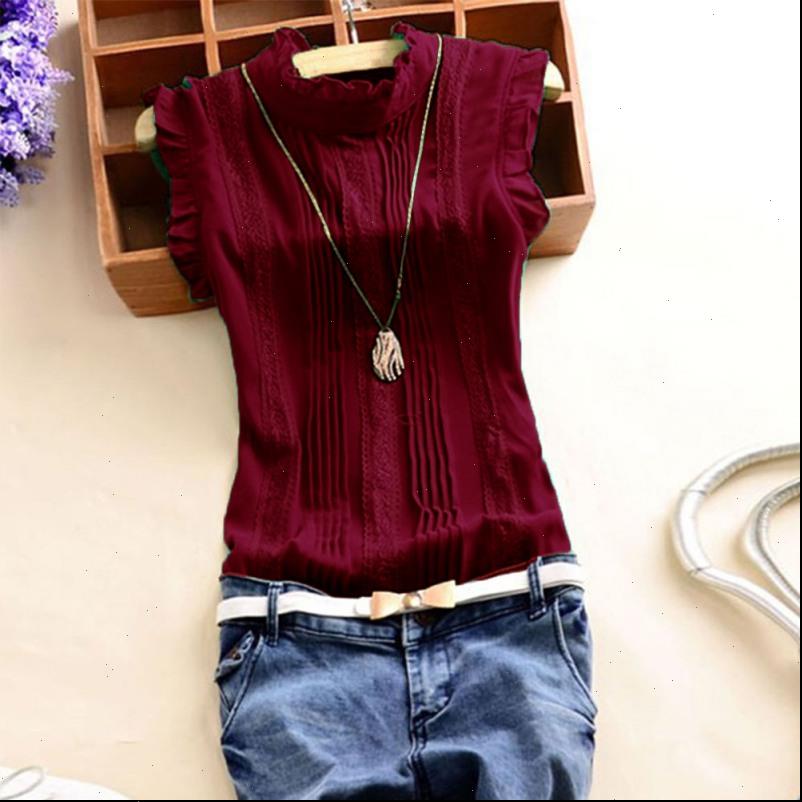 

womens blouses summer vogue women ruffle sleeveless o neck blouse slim fitted shirts casual office lady burgundy, White