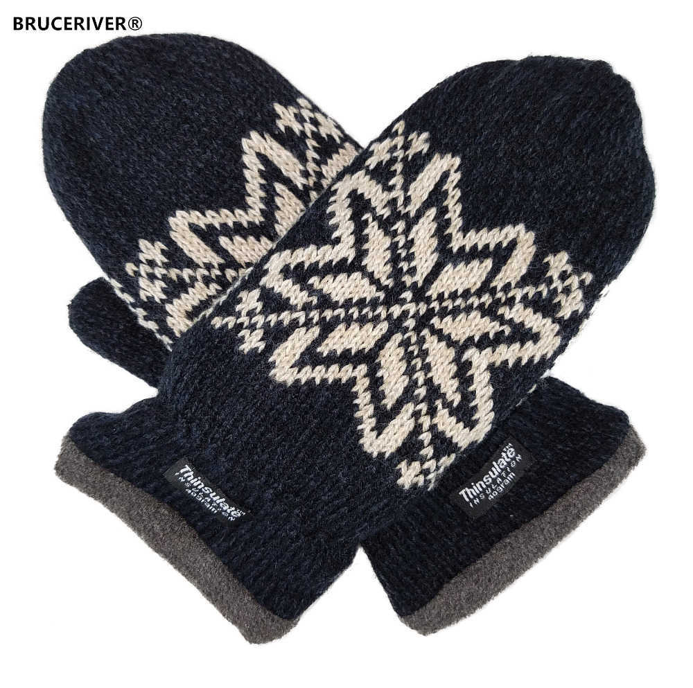

Bruceriver Mens Snowflake Knit Mittens with Warm Thinsulate Fleece Lining H0818