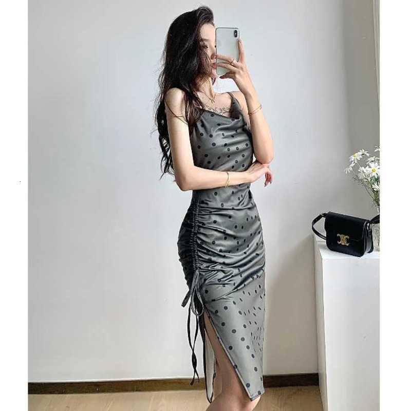 Party Summer Wave Point Suspender Skirt Length Light Mature Sexy Drawstring Split Slim Drs A792-image-702019349