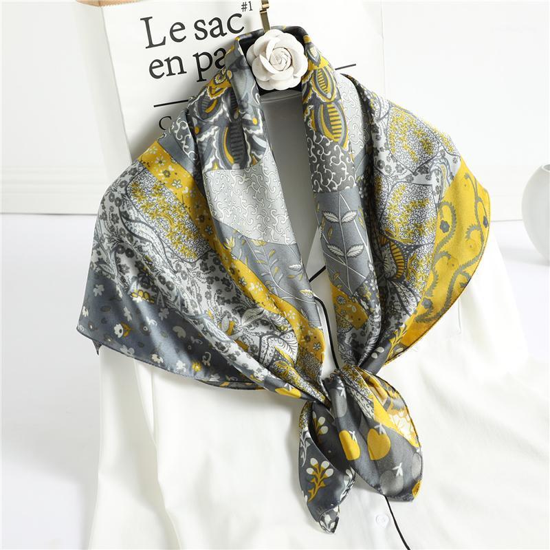 

Scarves 2022 Women Scarf Silk Square Shawl Wrap Design Print Foulard Hairband Lady Neck Tie Soft Bandana For Female Summer, Blue;gray