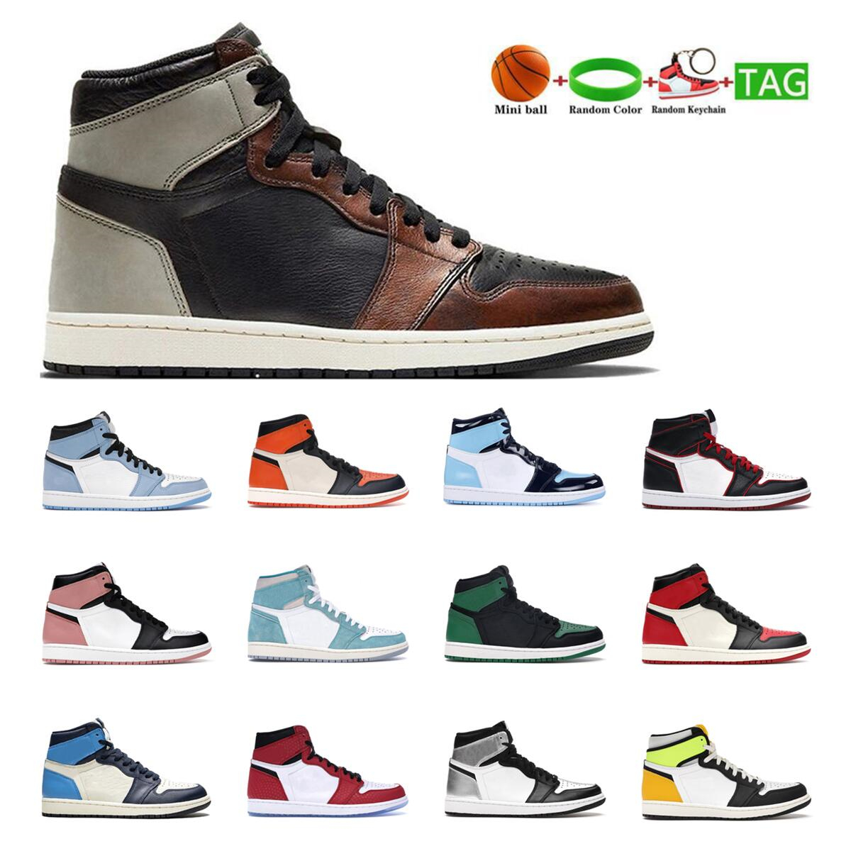 

Jumpman Basketball shoes 1s Mid Chicago toe women men 1 sports turbo green sneakers patent bred trainers size 36-45, White black volt(17) 36-45