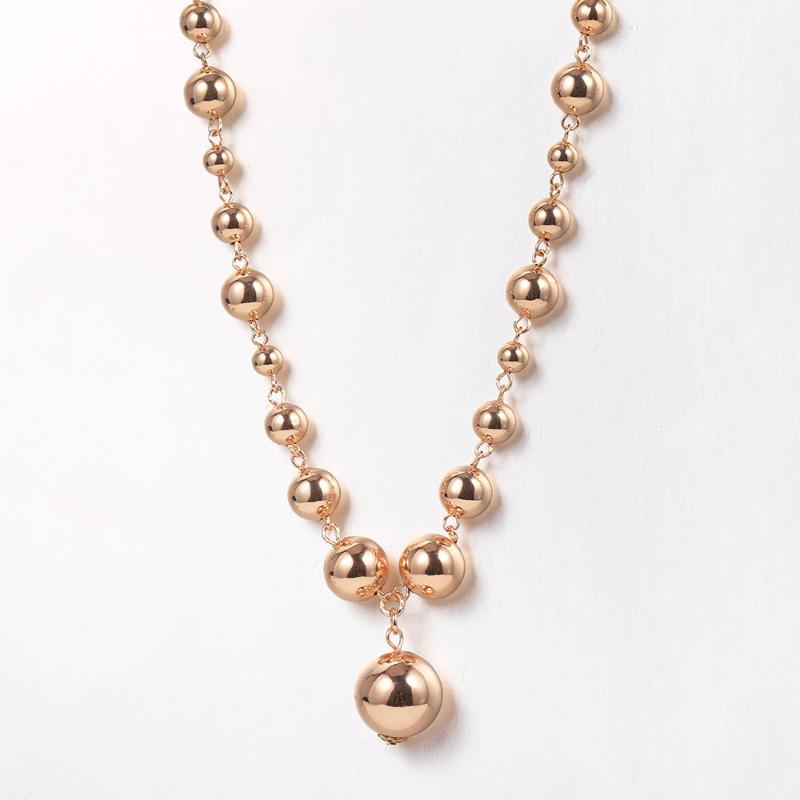 

Pendant Necklaces 10mm Wide Round Beaded Charm Necklace 585 Rose Gold Ball Bead Link Chains Fashion Jewelry Gift For Women Men 59cm CN51