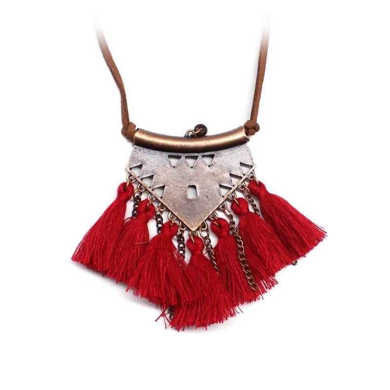 

Bohemian Vintage Multicolor Tassel Pendant Necklace Hollow Geometric Ethnic Fashion Handmade Long Sweater Chain Women Jewelry Necklaces