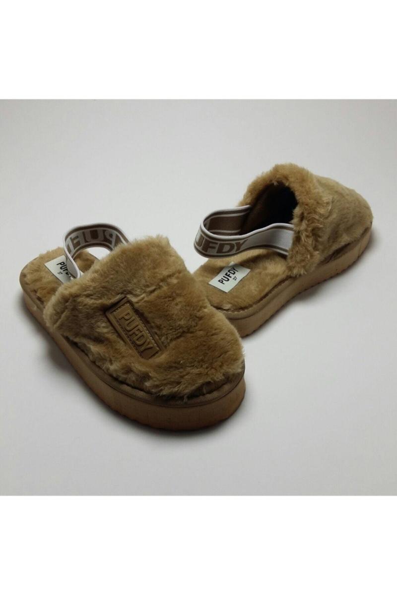

Women Back Wheel Plush Home Slipper-tan Slippers, Black