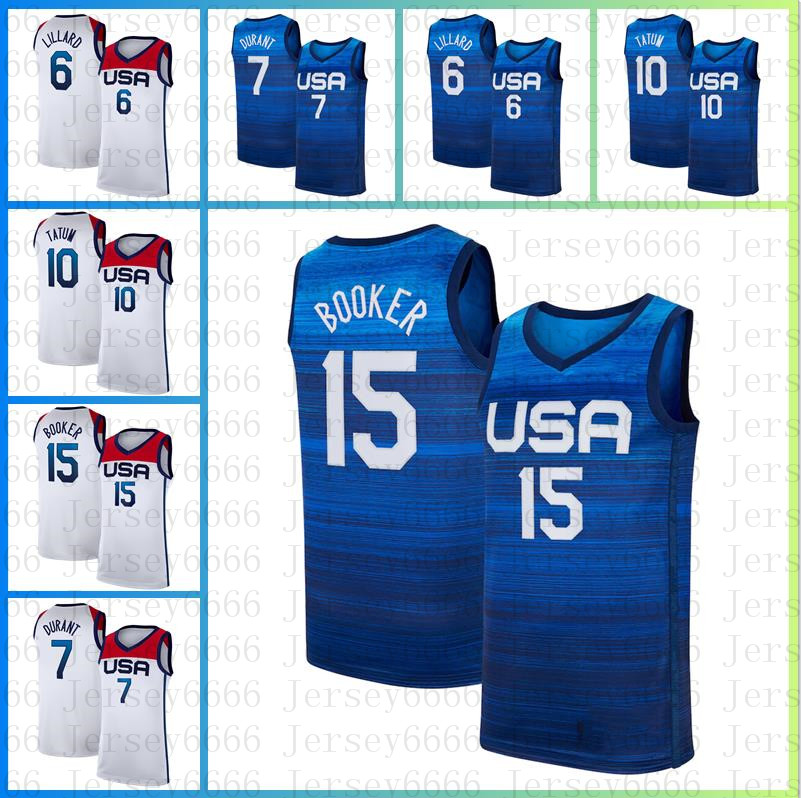 

Devin 15 Booker Kevin 7 Durant Basketball Jersey 6 Damian Lillard Jersey 10 Jayson Tatum 2020 Mens National Team USA Summer Olympics, 2021 new jersey