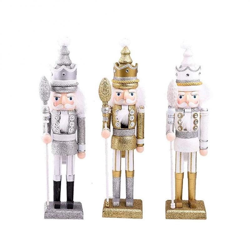 

Christmas Decorations 42cm Wooden Nutcracker Doll Soldier Miniature Figurines Vintage Handcraft Puppet Year Ornaments Home Decor