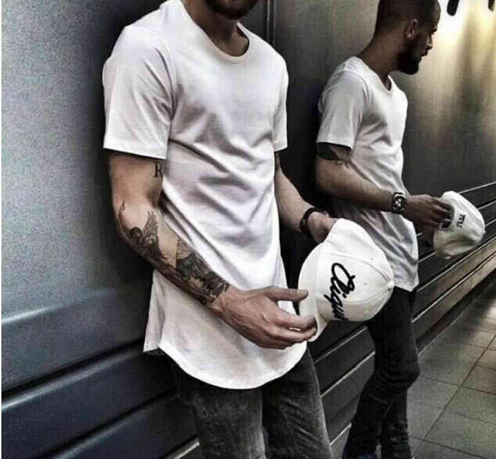 

Men' T-Shirts Mens big and tall Clothing designer citi trends Clothes shirt homme Curved hem ee plain white Extended HXC, 1# shoe box