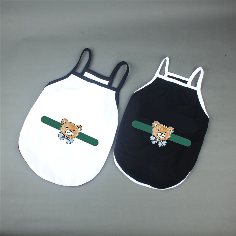 

Casual Pet Vest Clothes Letter Printed Tees Summer Pure Cotton Suspender Vests Teddy Bulldog Schnauzer, As pic