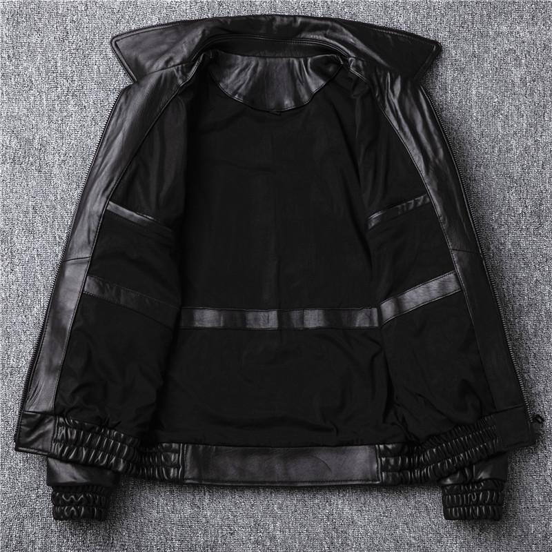

Men's Leather & Faux ,2021 Sales Casual Jacket.man Warm Genuine Coat.quality Sheepskin Jackets.motor Jacket, Black