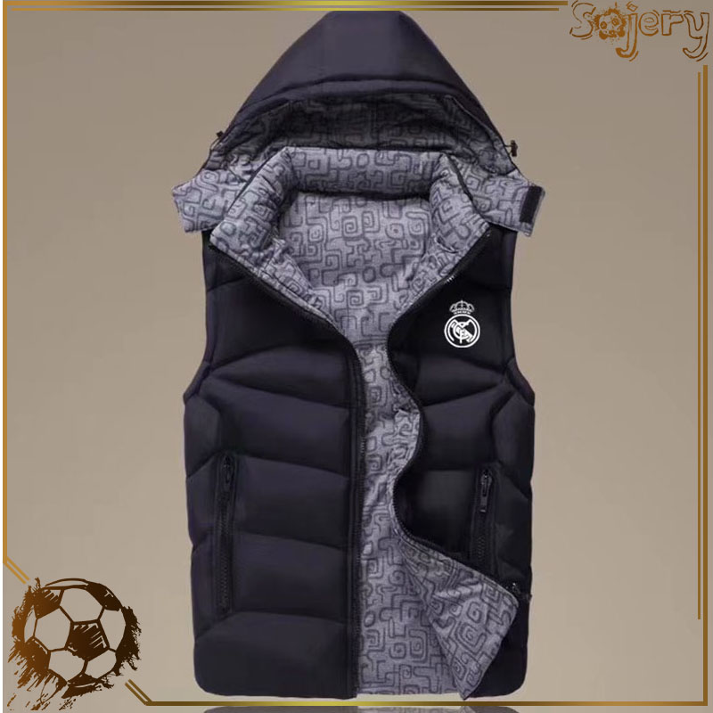 

Real madrid Casual Vest Cotton Padded Slim Sleeveless Winter Jacket Men Thick Warm Parka Coat Male Waistcoat Outdoor Jackets, Blue;black