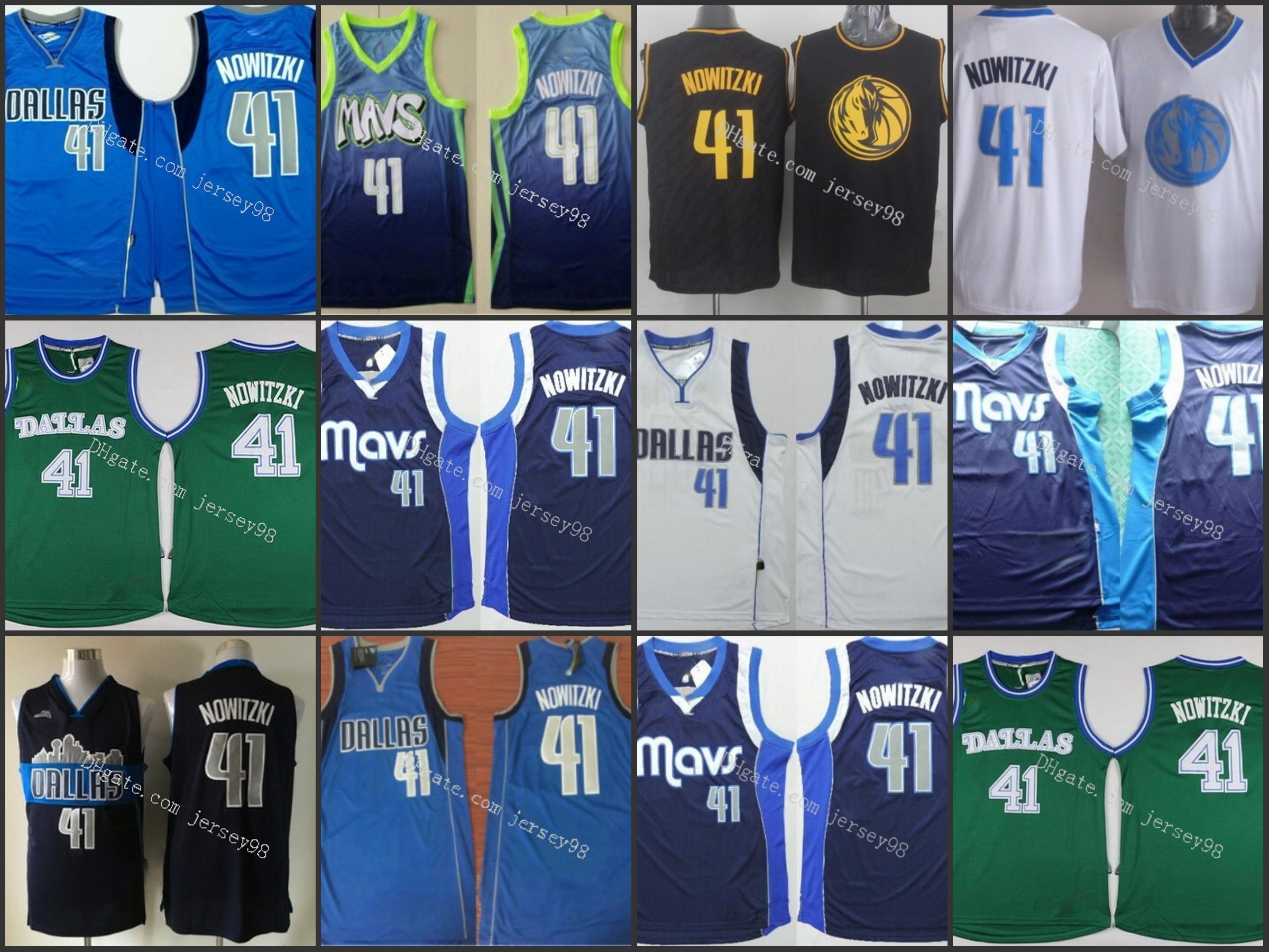 

Dallas Mavericks men 41 Dirk Nowitzki retro Basketball Jersey, Black