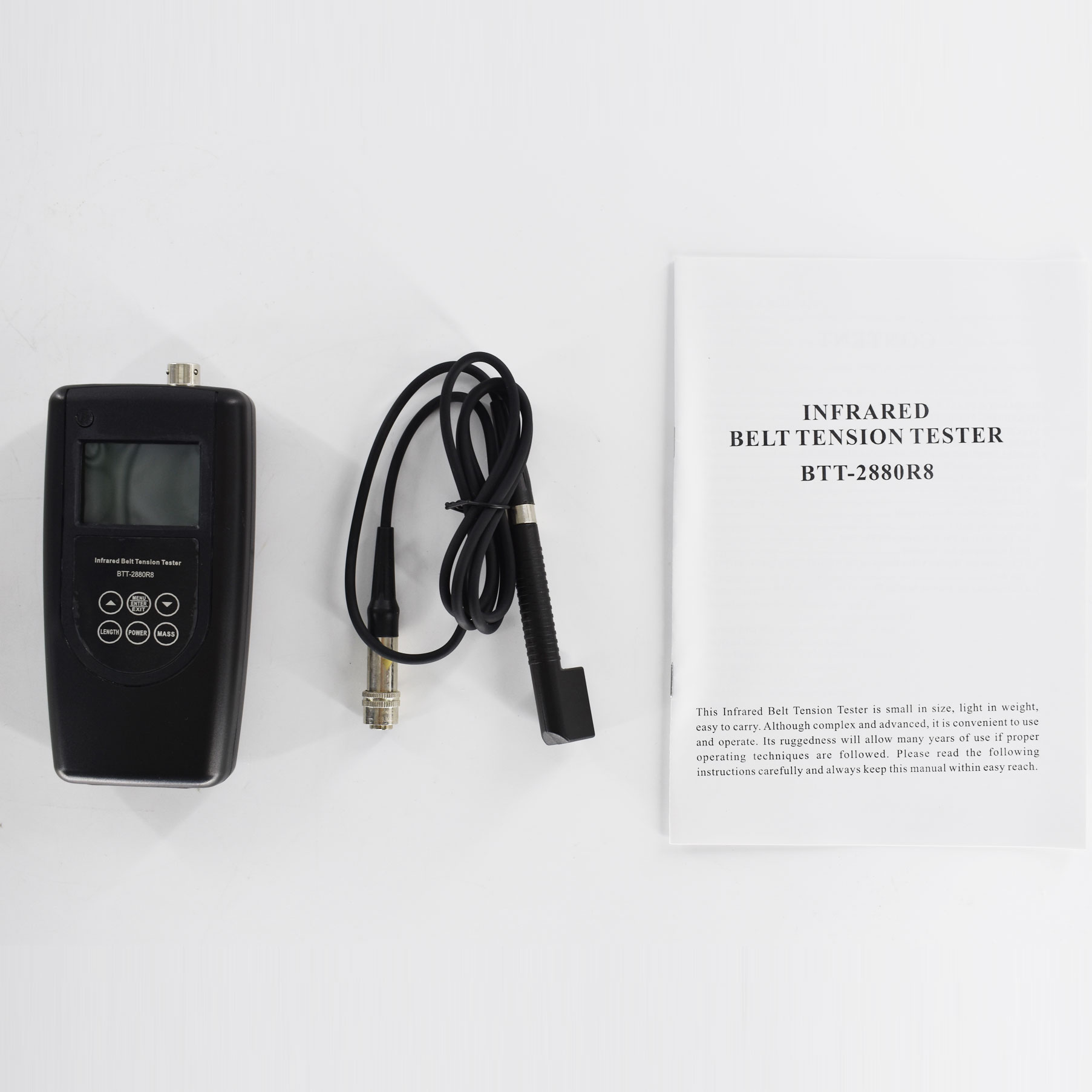 

Digital Infrared Belt Tension Tester BTT-2880R8 with integrated sensor and the split sensor selectable