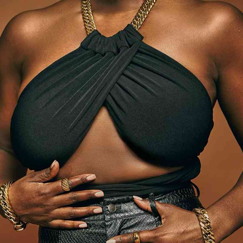 

Europe and the United States spring chain neck sling wrapped chest vest women' wear y2k 210602, Black