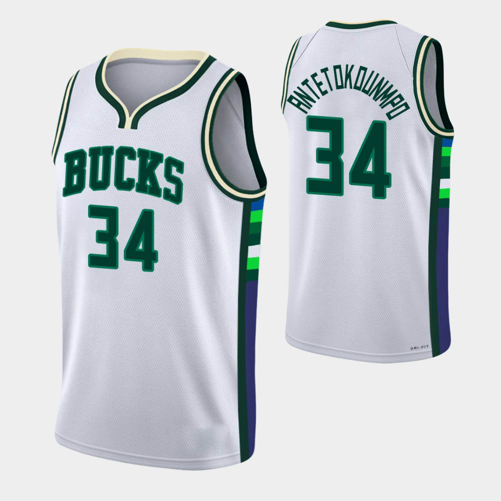 

Milwaukee''Bucks''MEN George Hill Khris Middleton Jrue Holiday Brook Lopez Giannis Antetokounmpo 75th Anniversary City White basketball Jersey, 11