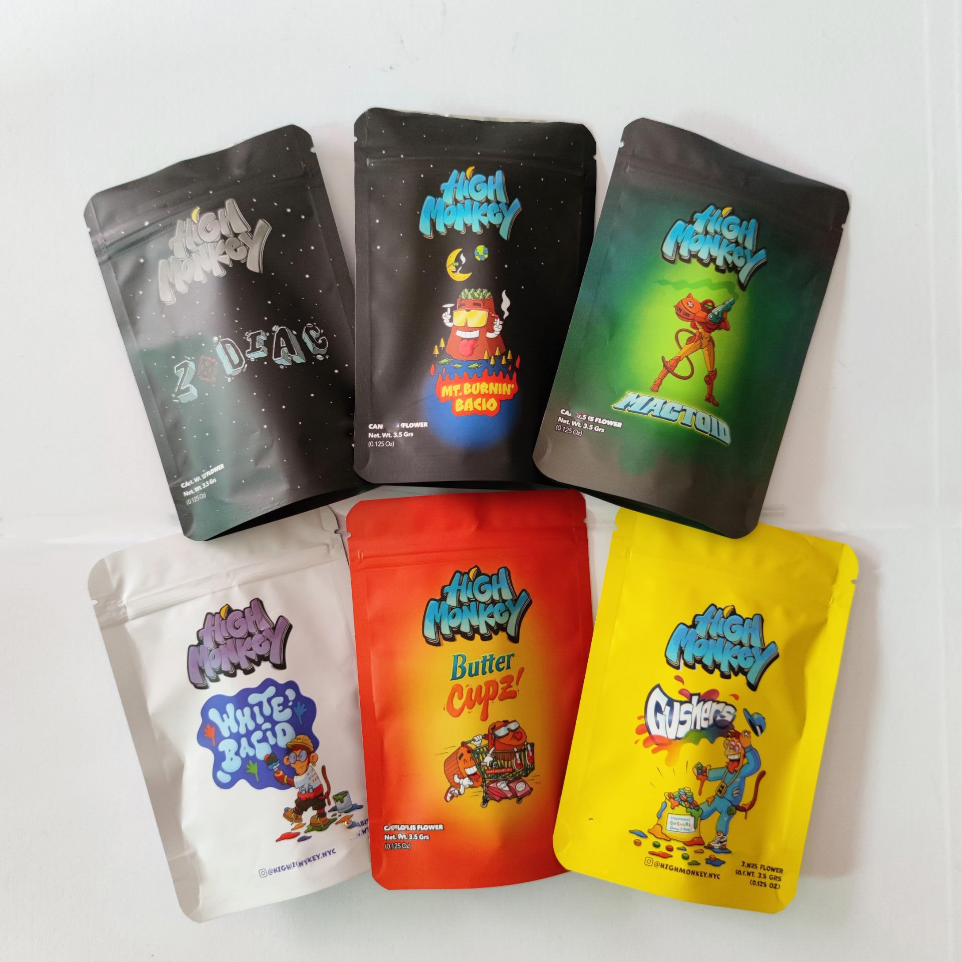 

3.5g biscuit plastic bags High monkey stand up pouch edible packaging with matte finished candy gummy zipper child lock bag dry flower gummies package Wholesale