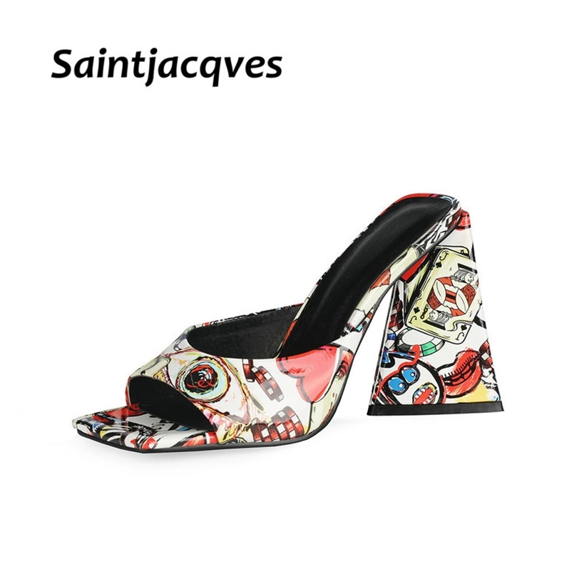 

Drop High Heel Sandals Women's Slides Open Toe Thick-Soled Ladies Slippers Party Mules Shoes Women Heels Sexy 210628, G38black