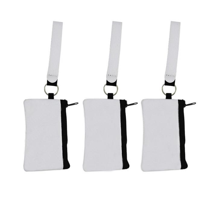 

Sublimation Blank Credit Card Holder Storage Bags Heat Transfer Print Neoprene Purse with Lanyard Wristlet Wallets Handbags SN2672