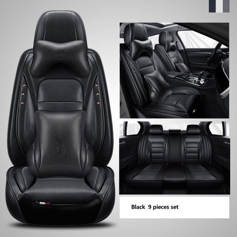 

Car Accessory Seat Cover For Sedan SUV Durable High Quality Leather Universal Five Seats Set Cushion Mats Including Front And Back Covers Fashionable Black Design