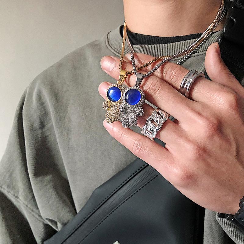 

Chains Men's Hip Hop Necklace Diamond Astronaut Pendant All-match Sweater Chain Titanium Steel Accessories Party Wear, Silver