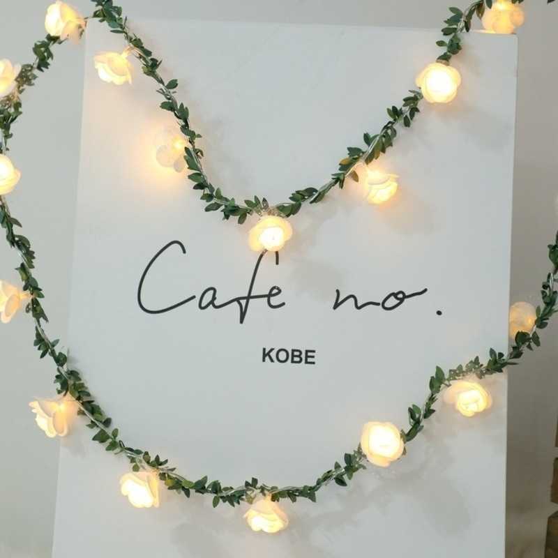Rose Led Rattan Rose Flower String Light Garland Wedding Decoration Birthday Valentine Day Wedding Flowers Decoration for Wall Y0720-image-715729693