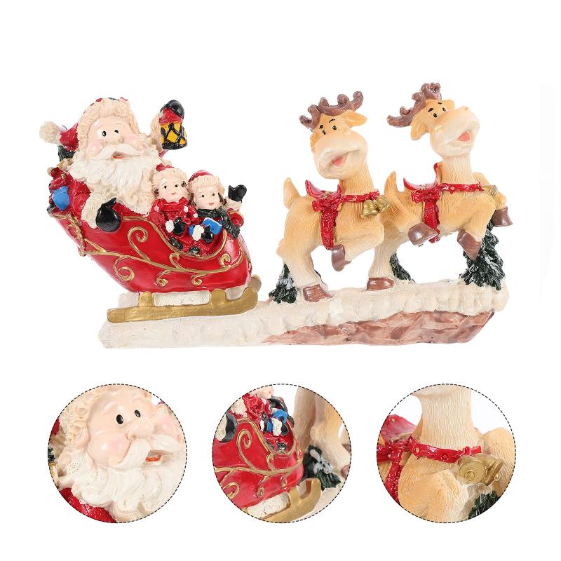 

Christmas Decorations 1pc Resin Santa Reindeer Sleigh Adornment Desktop Figures