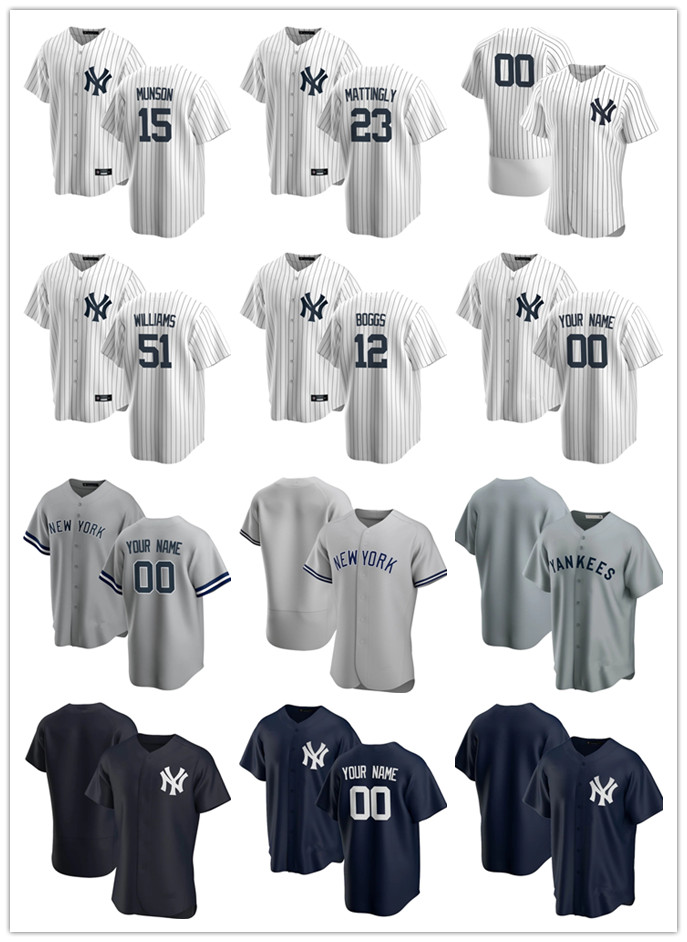 

Custom Mens women Youth New York Yankees 23 Don Mattingly 15 Thurman Munson 51 Bernie Williams 12 Wade Boggs Baseball Jerseys, Blue;black