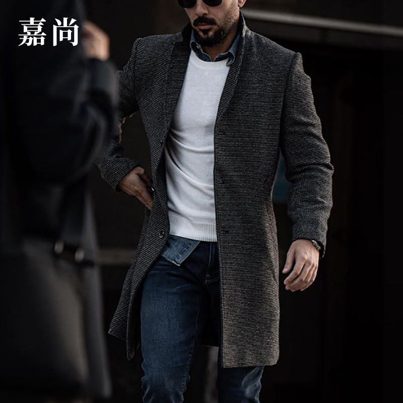 

Striped Trench Coat Men Solid Long Slim Jacket Mens Casual Warm Single Breasted England Style Overcoat Oversized Windbreaker 210524, As the picture show