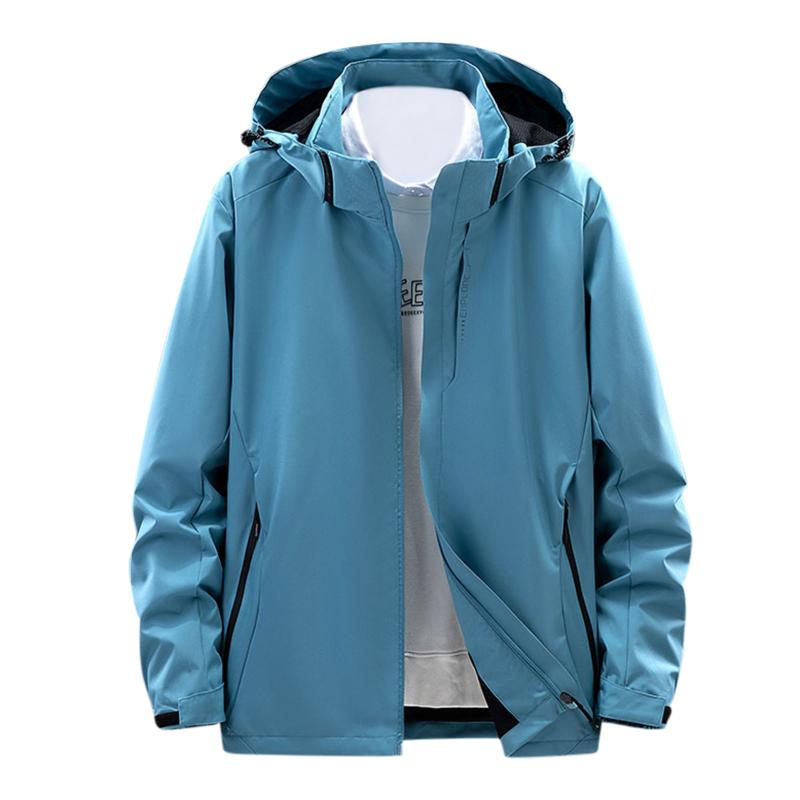 

Men's Jackets Outdoor Jacket High Street Hooded Solid Color Splice Detachable Hat Zipper Pocket Autumn Casual WaterProof Coat #, Black