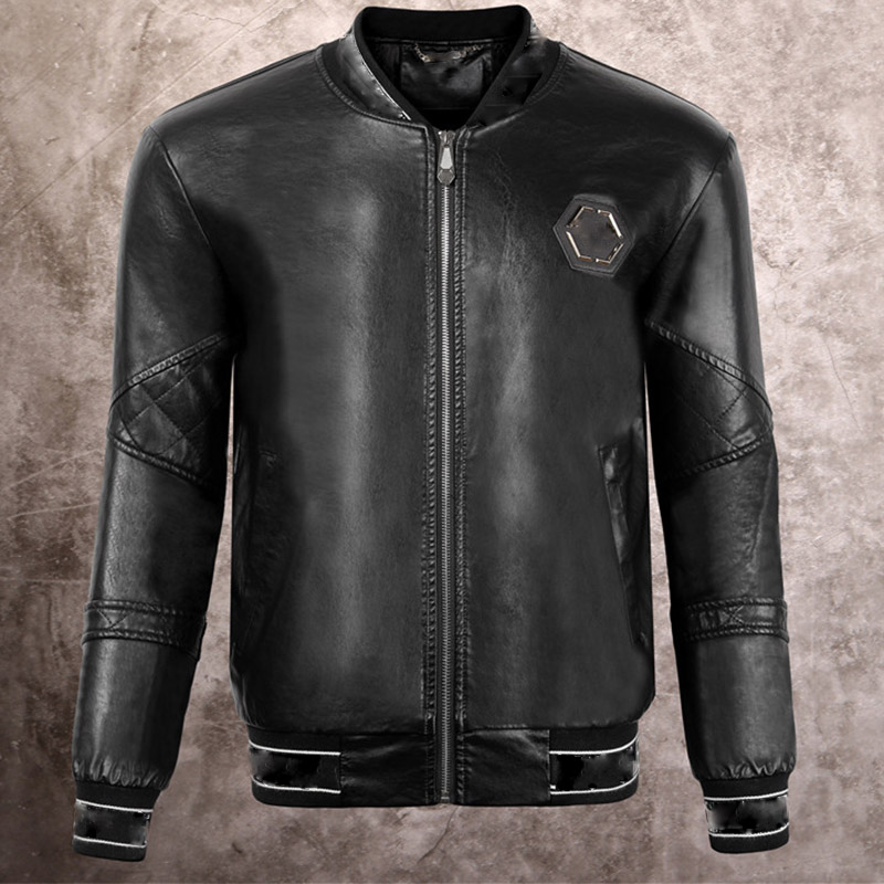 

Motorcycle Faux Leather jacket mens Zipper Slim Fit Short hip hop Casual Outside Sport designer Skull coat black Biker Letters fashion luxury Fitness man clothing