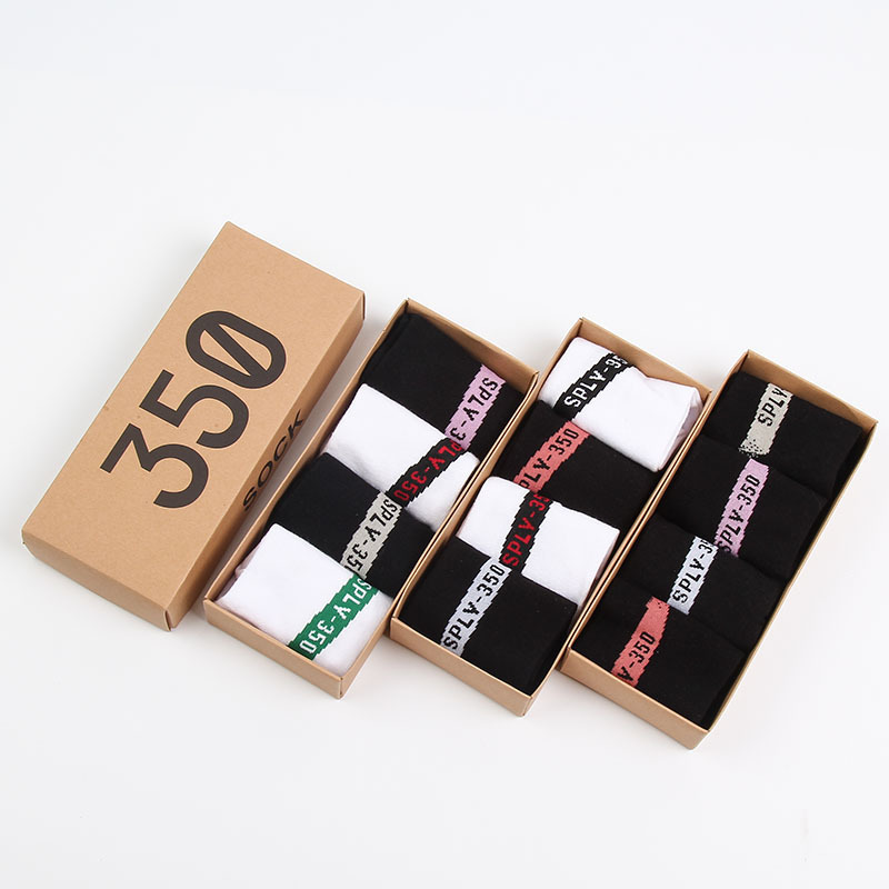 

Inschao brand letter 350 men's boat cotton yuansufeng casual socks men'sYURE, Black