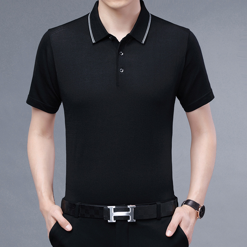 

men's t shirts summer wear middle-aged and old loose comfortable thin breathable casual short sleeve polo, White;black