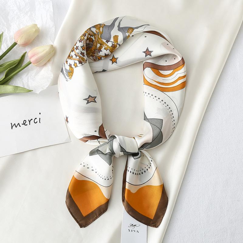 

Scarves Silk Scarf 70cm Female 2021 Spring And Summer Printing Small Square Women's Professional Shawl