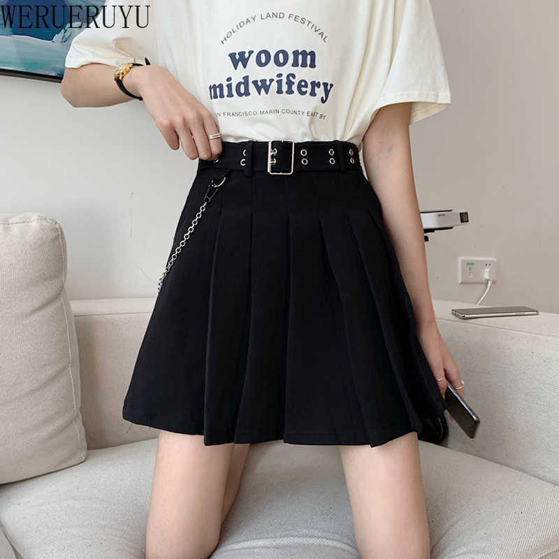 

WERUERUYU Summer Women High Waist Pleated Skirts Female Girls Dance Mini 210608, Photo color