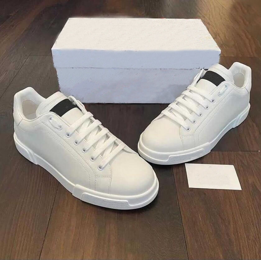 

Luxury White Leather Mens Casual Shoes Calfskin Nappa Portofino Sneakers Shoes!! High Quality Brands Comfort Outdoor Trainers Men's Walking trainer EU38-46