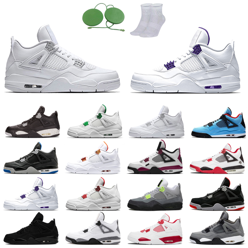 

4s man basketball shoes cool fashion color Black Cat court purple University Red Neon bred Alternate Motorsport orange metallic dark White high Grey Fire oreo Pine