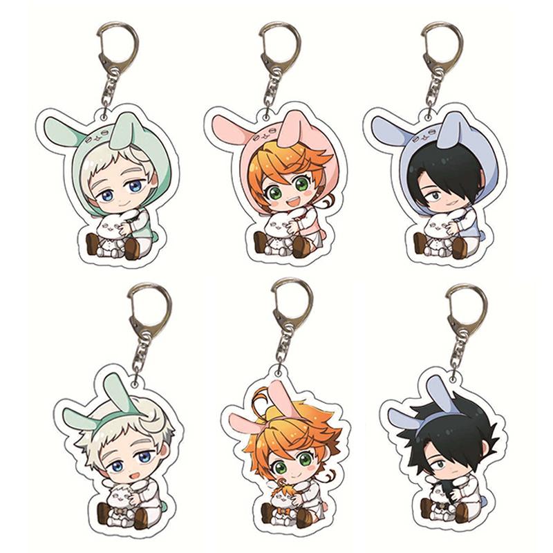 

Keychains Arrival Theme Anime The Promised Neverland Keychain Emma Norman Ray Characters Collection Key Chain Bag Charm Keyring