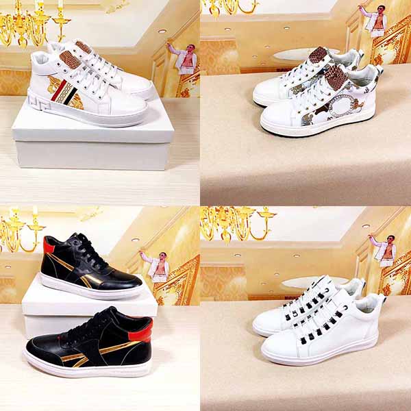 

2021 High Quality Man Casual Shoes Designer Luxury Leather Sneakers Thick Sole Platform Shoe Personality Sports Sneaker Technical Trainers O, Black