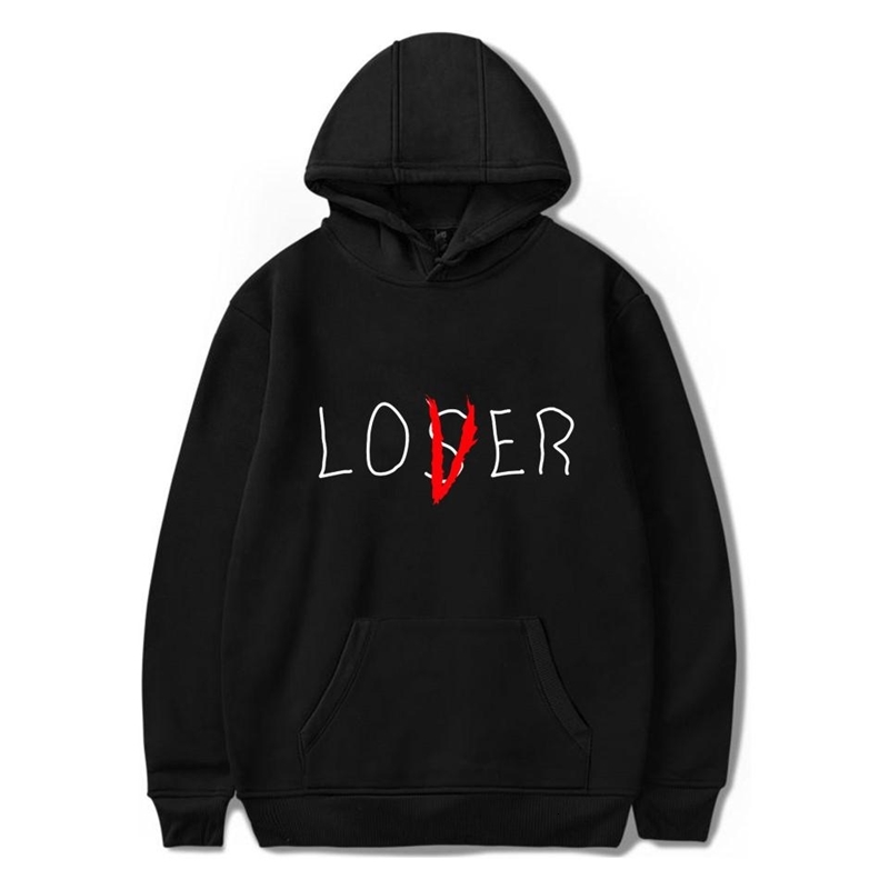 

Lover Loser Printed Hoodie Vintage Vogue Mens Hodies Autumn Winter Hoodies Sweatshirt Fleece Street Hoodys for Women Men, Black