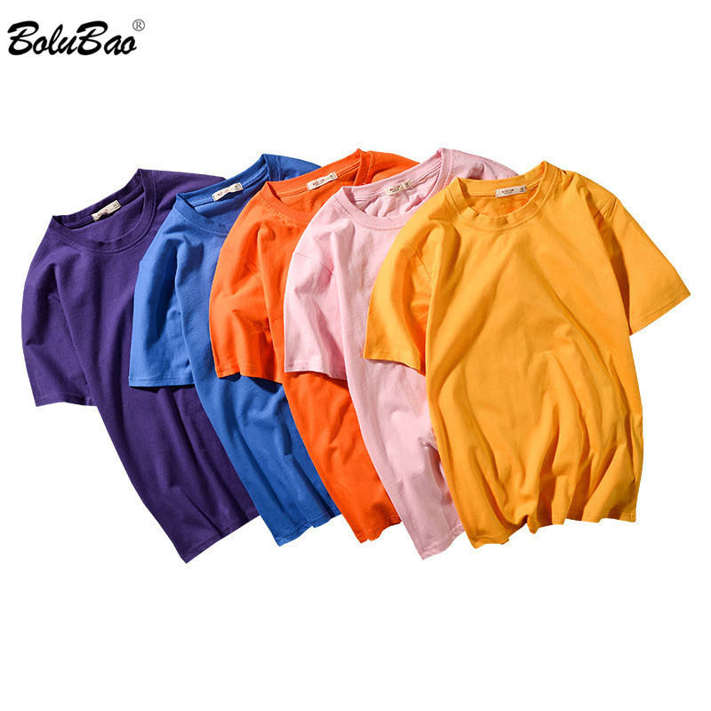 

BOLUBAO Brand Men Solid Color T-Shirts Tops Men High Street Casual Cotton Tee Shirt Short Sleeve T Shirts Male 210518, Black