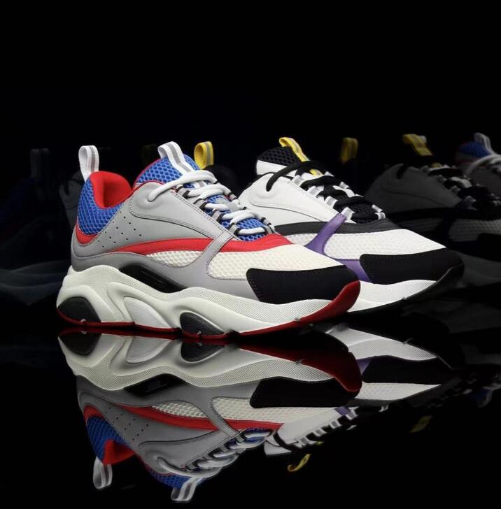 

luxury Designers B22 B23 Casual Shoes Men Women Canvas Calfskin Sneakers Obliques White Technical Knit Retro Patchwork Trainers Platform Shoe with box size 35-46, Color 17