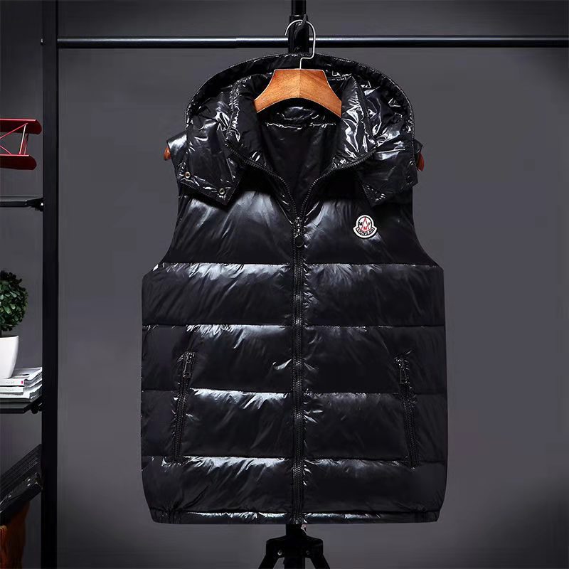 

2022 new winter down vest couple shiny detachable cap sleeveless wais tcoat for men and women, Red