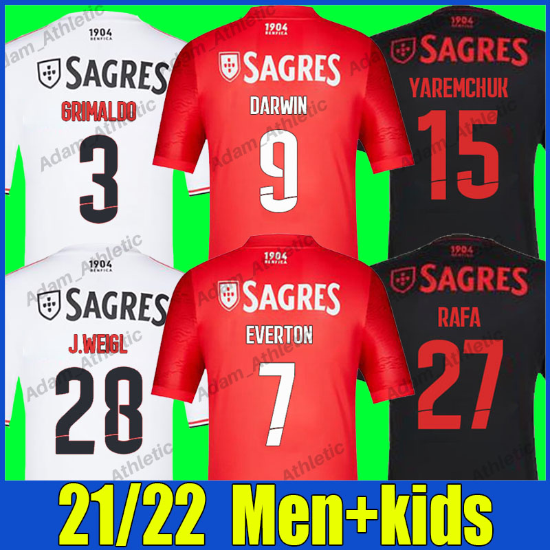 

Benfica soccer jerseys 2021/22 YAREMCHUK J.WEIGL RAFA football shirts SEFEROVIC GRIMALDO DARWIN PIZZI jersey GABRIEL OTAMENDI GEDSON men kids kit Camisa de futebol, 21-22 away kids