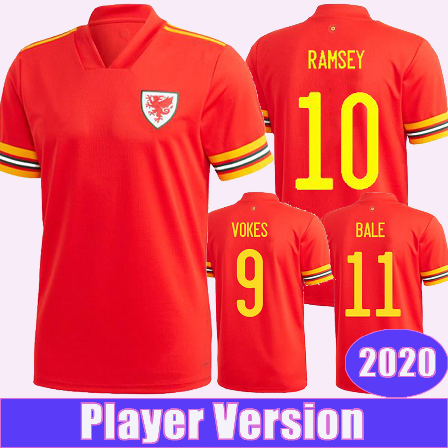 

2020 ALLEN RAMSEY Player Version Mens Soccer Jerseys Wales New National Team BALE WILSON Home Away Football Shirt Short Sleeve Uniforms, Black;yellow